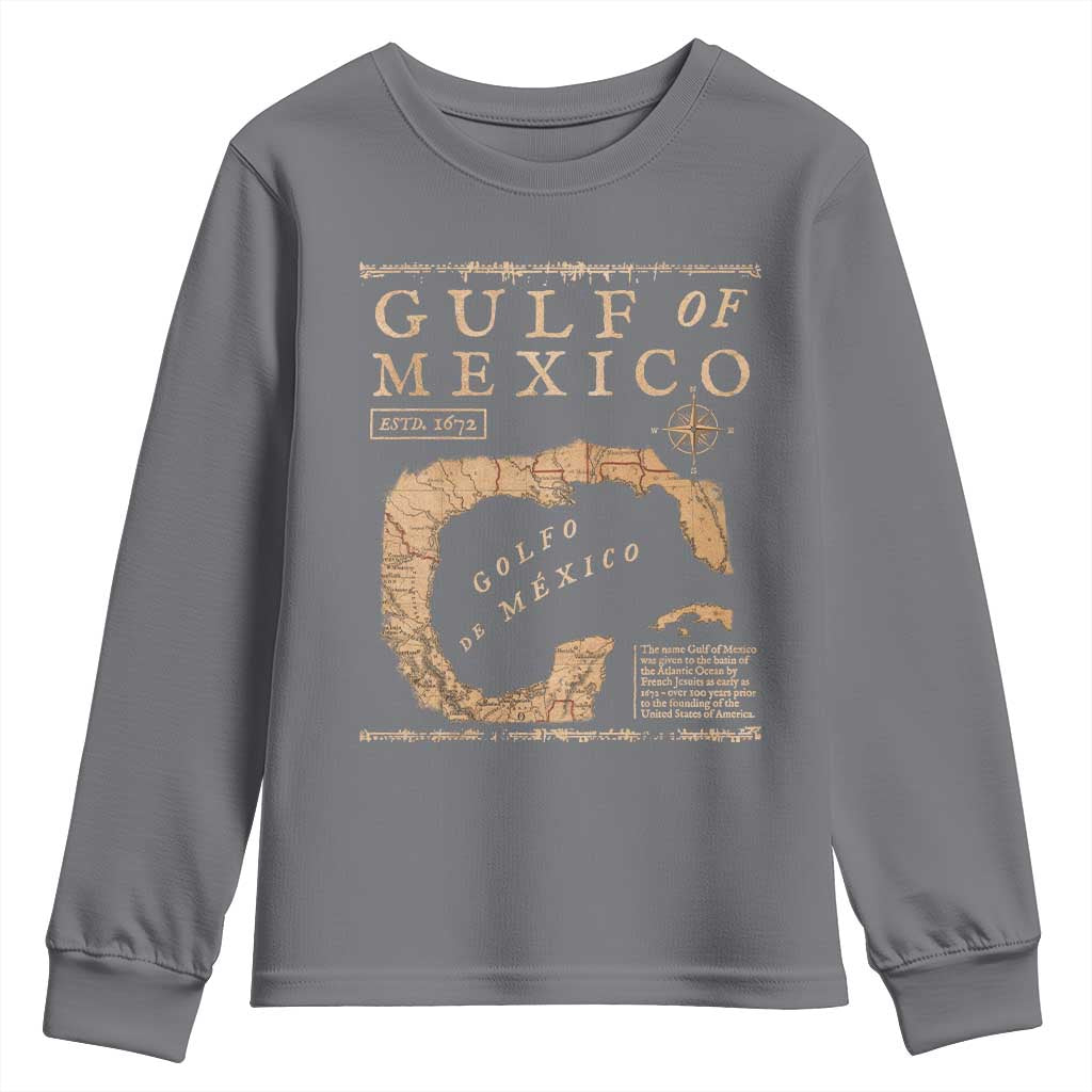 Gulf Of Mexico ESTD 1672 Youth Sweatshirt Vintage Map