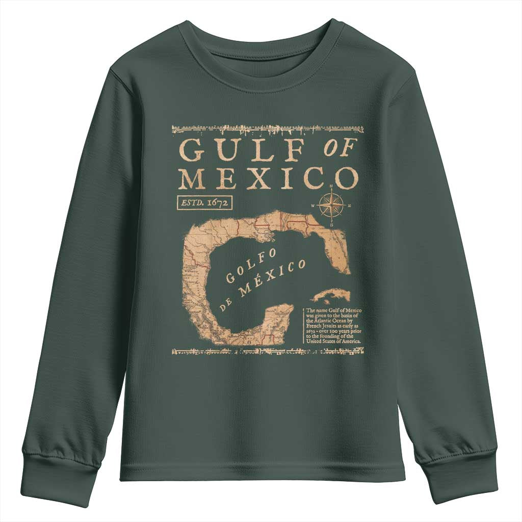 Gulf Of Mexico ESTD 1672 Youth Sweatshirt Vintage Map
