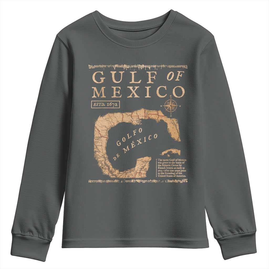 Gulf Of Mexico ESTD 1672 Youth Sweatshirt Vintage Map
