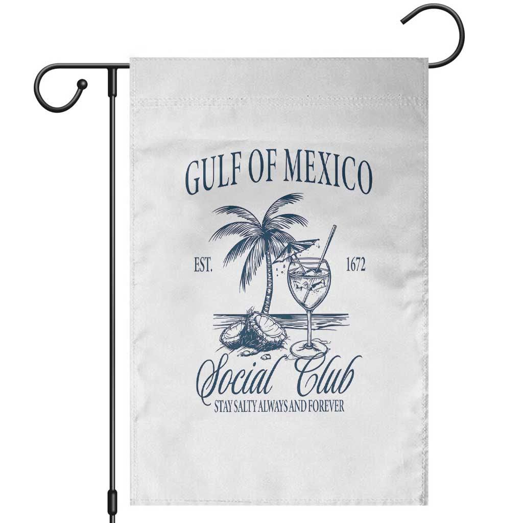 Funny Gulf Of Mexico Social Club Stay Salty Always And Forever Garden Flag Coconut Tree Cocktail - Wonder Print Shop