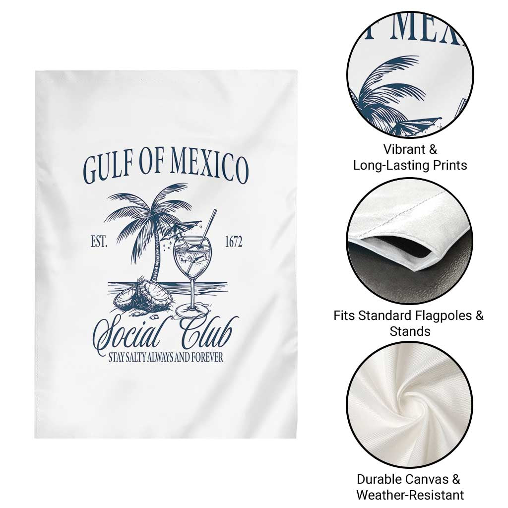 Funny Gulf Of Mexico Social Club Stay Salty Always And Forever Garden Flag Coconut Tree Cocktail - Wonder Print Shop