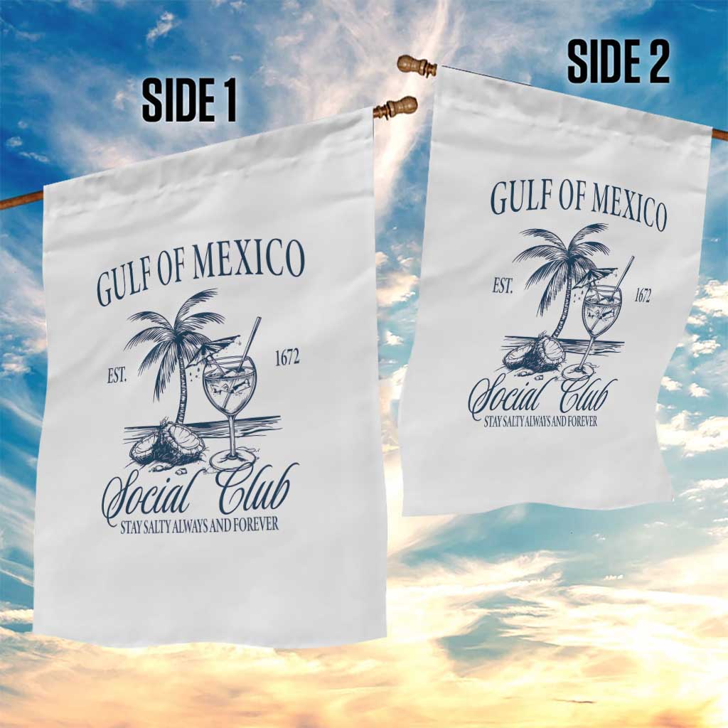 Funny Gulf Of Mexico Social Club Stay Salty Always And Forever Garden Flag Coconut Tree Cocktail - Wonder Print Shop