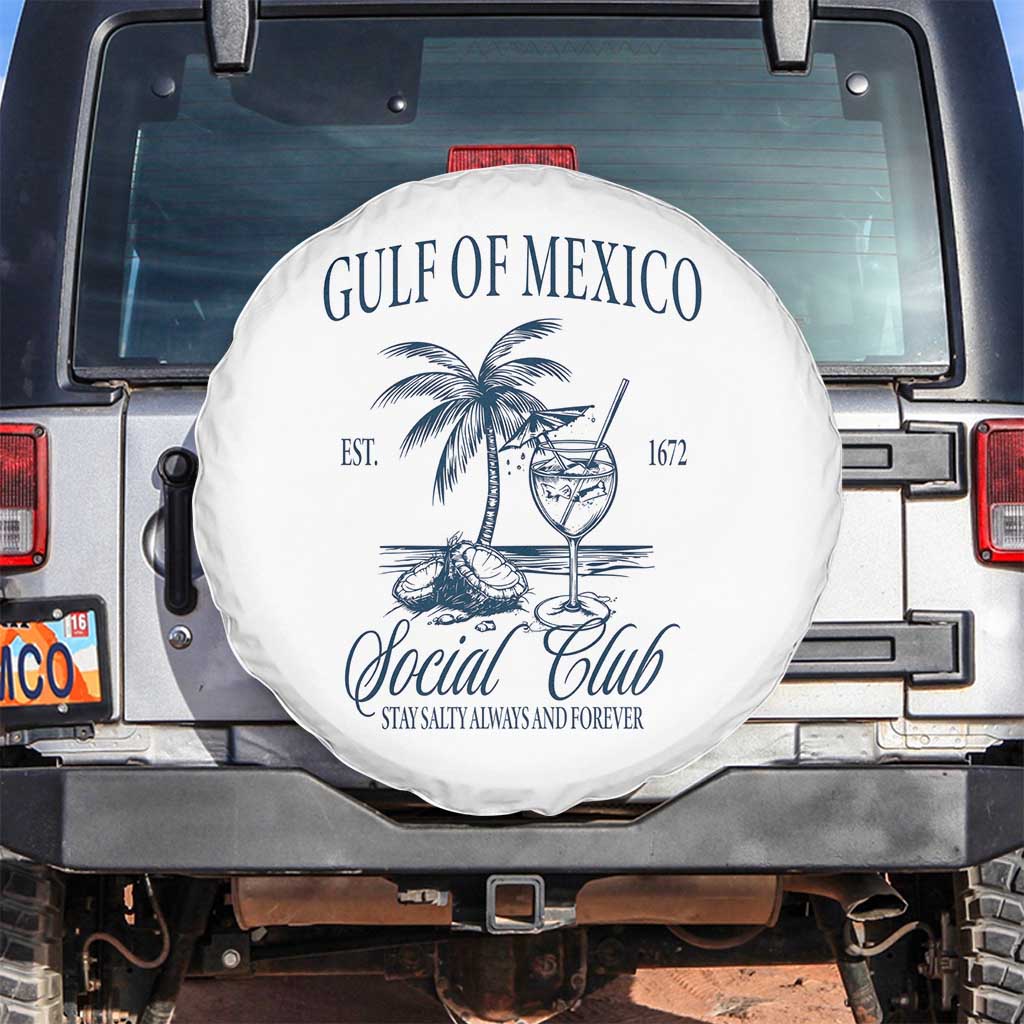 Funny Gulf Of Mexico Social Club Stay Salty Always And Forever Spare Tire Cover Coconut Tree Cocktail