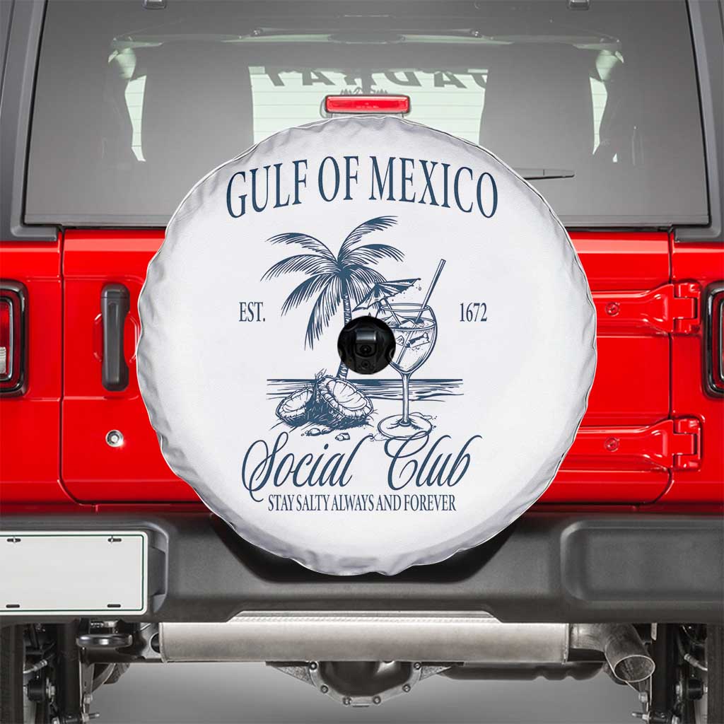 Funny Gulf Of Mexico Social Club Stay Salty Always And Forever Spare Tire Cover Coconut Tree Cocktail