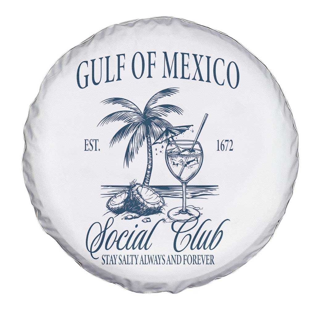 Funny Gulf Of Mexico Social Club Stay Salty Always And Forever Spare Tire Cover Coconut Tree Cocktail