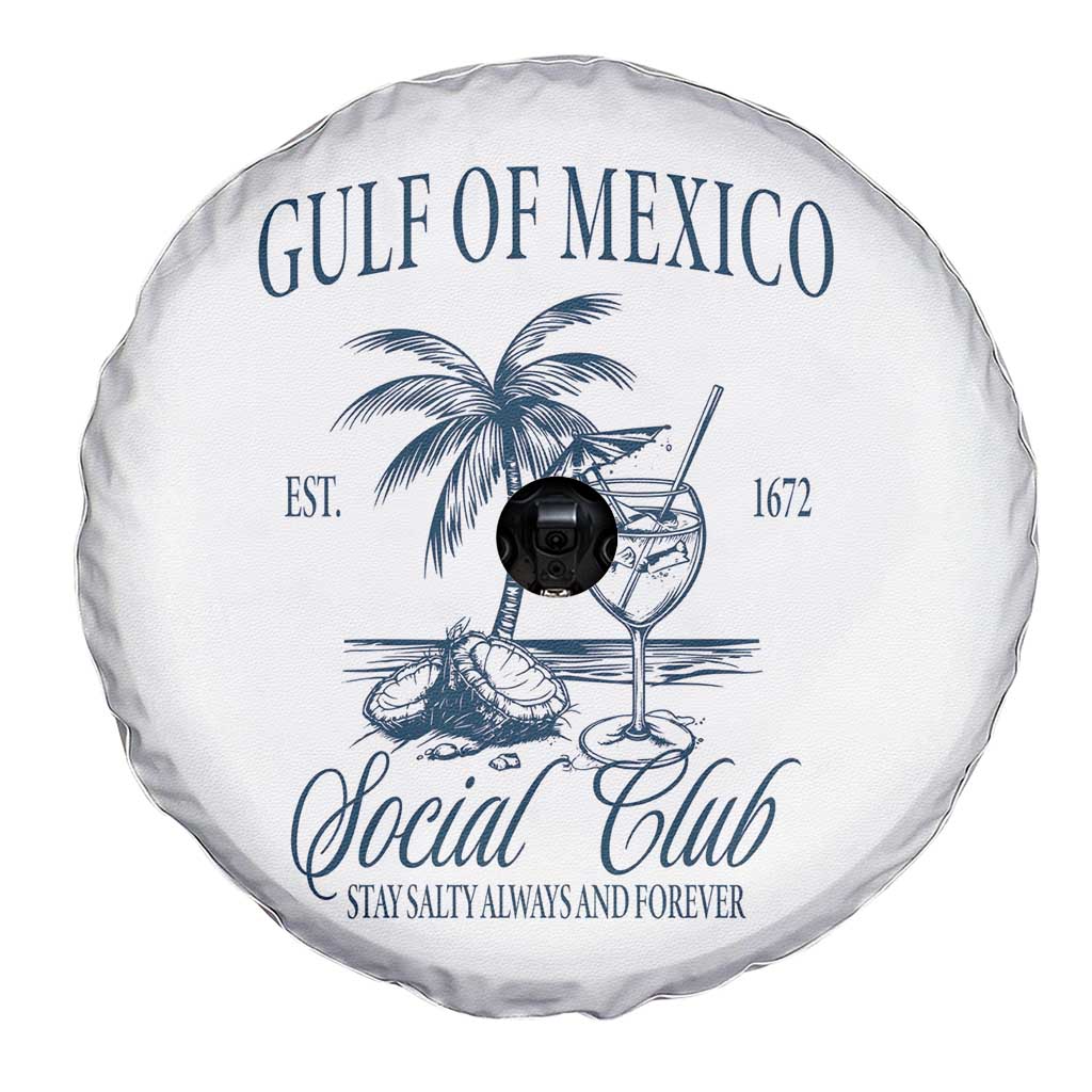 Funny Gulf Of Mexico Social Club Stay Salty Always And Forever Spare Tire Cover Coconut Tree Cocktail