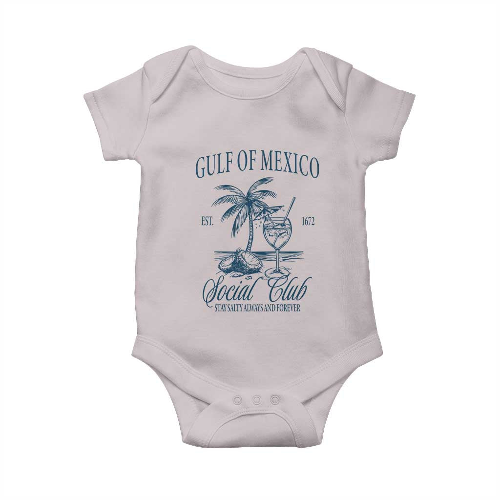 Funny Gulf Of Mexico Social Club Stay Salty Always And Forever Baby Onesie Coconut Tree Cocktail