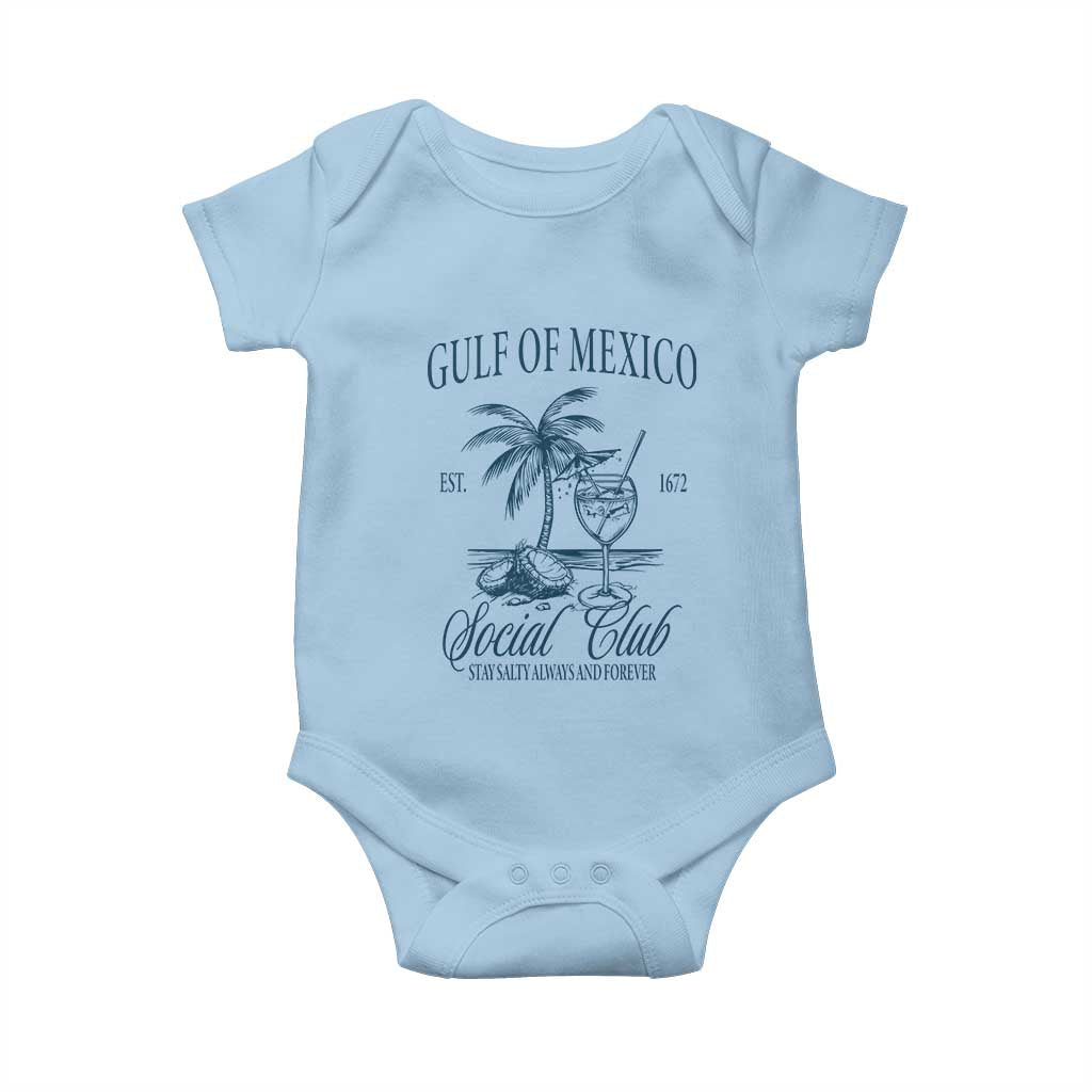 Funny Gulf Of Mexico Social Club Stay Salty Always And Forever Baby Onesie Coconut Tree Cocktail