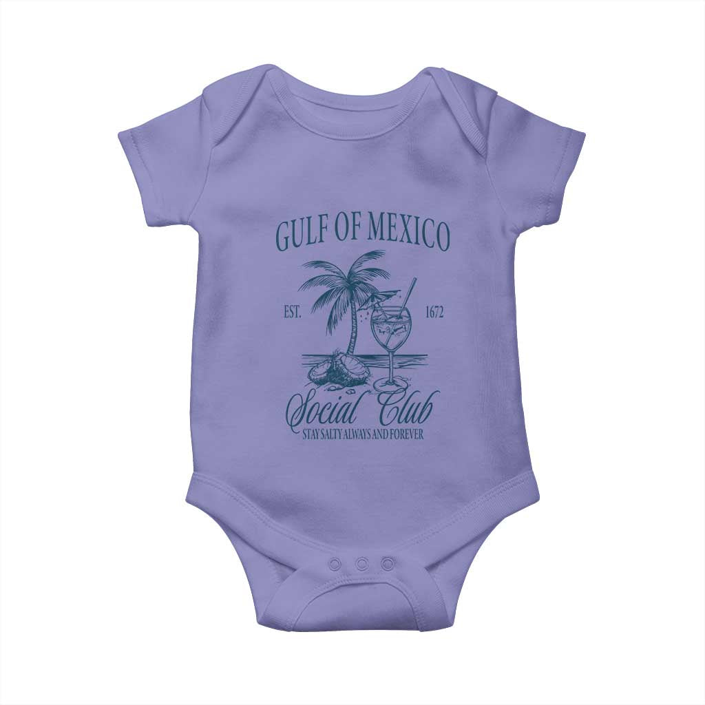 Funny Gulf Of Mexico Social Club Stay Salty Always And Forever Baby Onesie Coconut Tree Cocktail