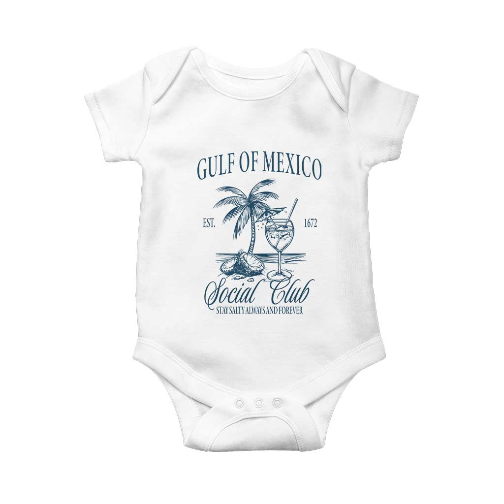 Funny Gulf Of Mexico Social Club Stay Salty Always And Forever Baby Onesie Coconut Tree Cocktail