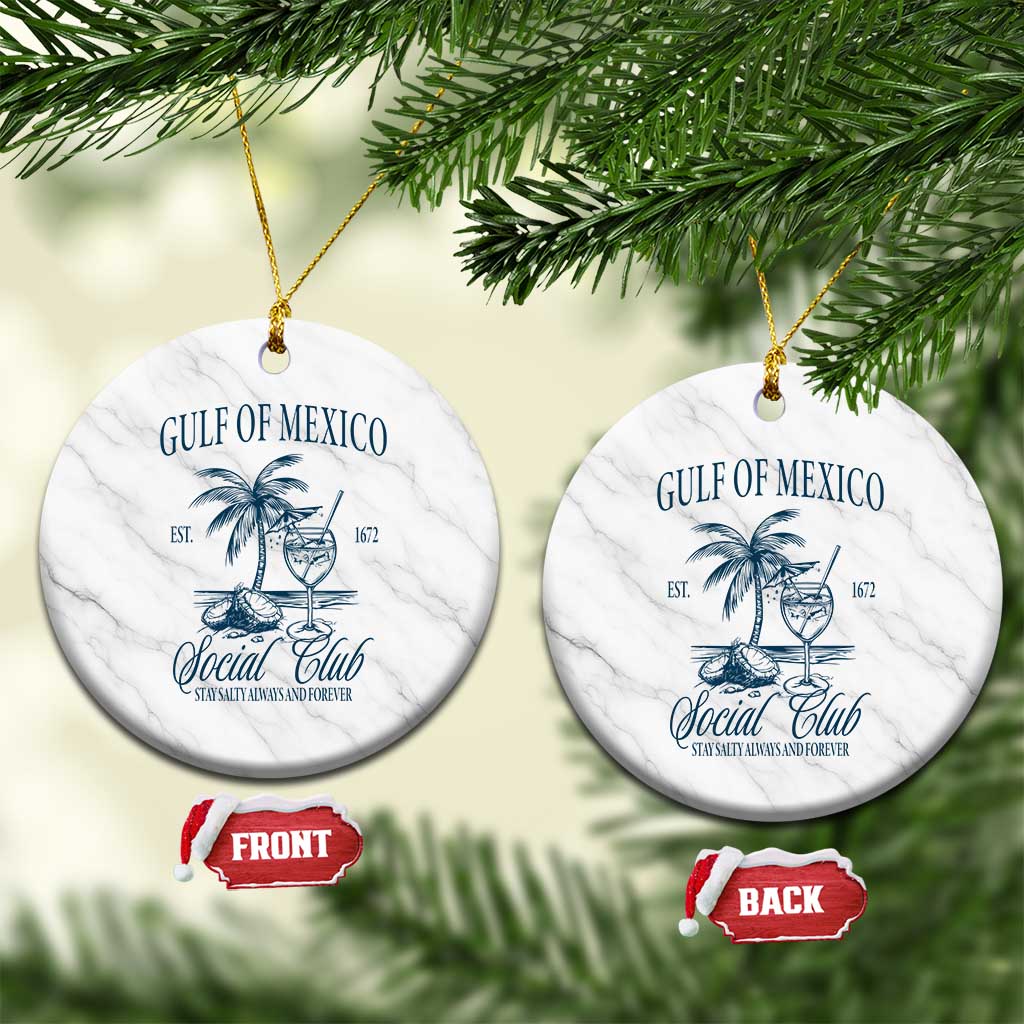 Funny Gulf Of Mexico Social Club Stay Salty Always And Forever Ceramic Ornament Coconut Tree Cocktail - Wonder Print Shop