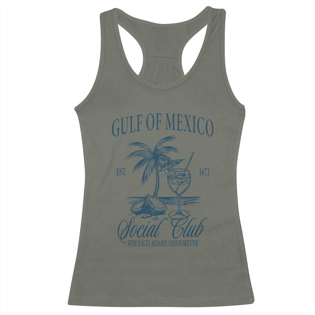 Funny Gulf Of Mexico Social Club Stay Salty Always And Forever Racerback Tank Top Coconut Tree Cocktail TS11