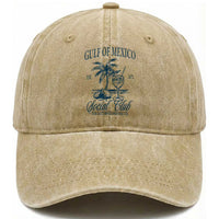Funny Gulf Of Mexico Social Club Stay Salty Always And Forever Washed Cotton Baseball Cap Coconut Tree Cocktail