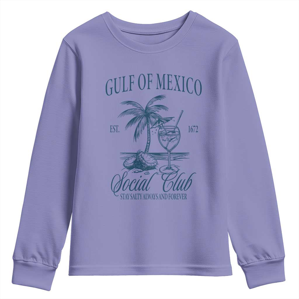 Funny Gulf Of Mexico Social Club Stay Salty Always And Forever Youth Sweatshirt Coconut Tree Cocktail