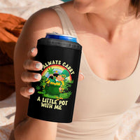 Funny St Patrick's Day Cannabis Weed 4 in 1 Can Cooler Tumbler I Always Carry A Little Pot Leprechaun
