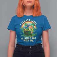 Funny St Patrick's Day Cannabis Weed T Shirt For Women I Always Carry A Little Pot Leprechaun