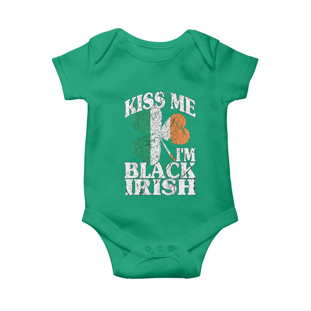 Funny Kiss Me I'm Black Irish Baby Onesie St Patrick's Day Vintage Shamrock