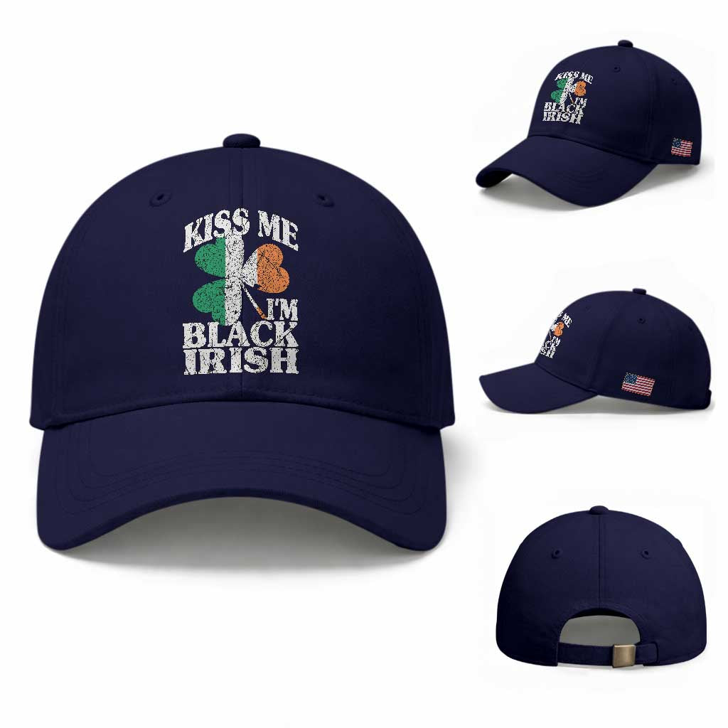Funny Kiss Me I'm Black Irish Baseball Cap St Patrick's Day Vintage Shamrock