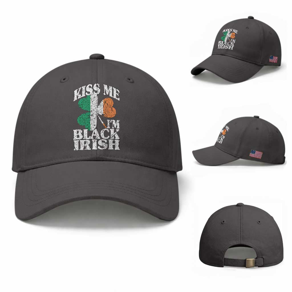 Funny Kiss Me I'm Black Irish Baseball Cap St Patrick's Day Vintage Shamrock
