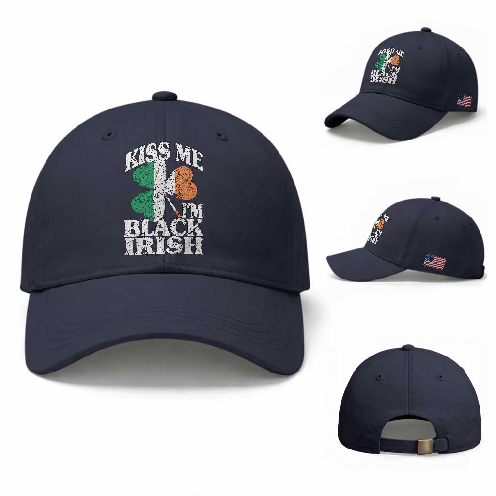 Funny Kiss Me I'm Black Irish Baseball Cap St Patrick's Day Vintage Shamrock