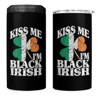 Funny Kiss Me I'm Black Irish 4 in 1 Can Cooler Tumbler St Patrick's Day Vintage Shamrock