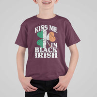Funny Kiss Me I'm Black Irish T Shirt For Kid St Patrick's Day Vintage Shamrock