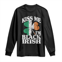 Funny Kiss Me I'm Black Irish Long Sleeve Shirt St Patrick's Day Vintage Shamrock