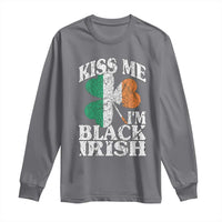 Funny Kiss Me I'm Black Irish Long Sleeve Shirt St Patrick's Day Vintage Shamrock
