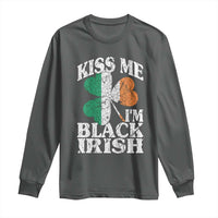 Funny Kiss Me I'm Black Irish Long Sleeve Shirt St Patrick's Day Vintage Shamrock