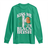 Funny Kiss Me I'm Black Irish Long Sleeve Shirt St Patrick's Day Vintage Shamrock
