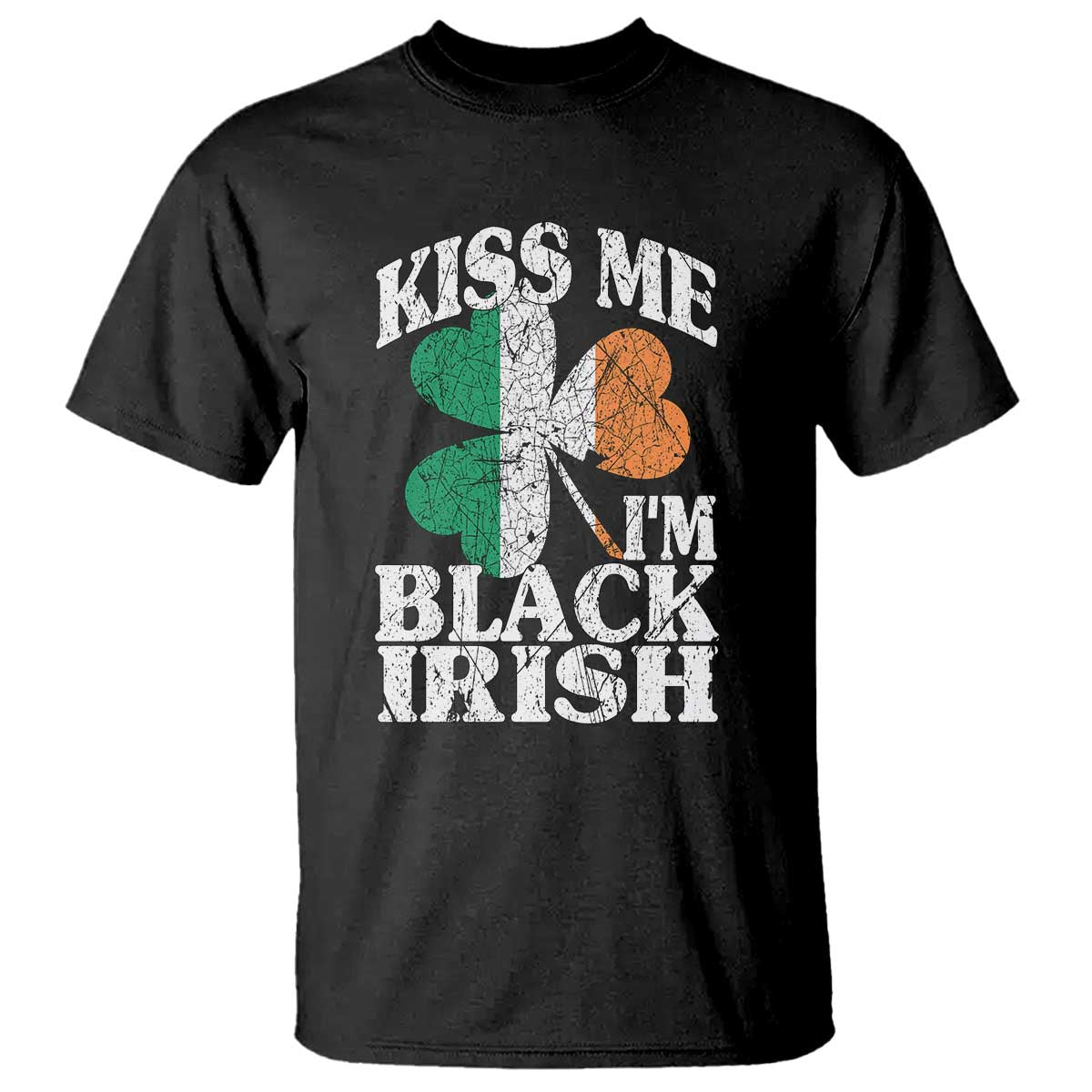 Funny Kiss Me I'm Black Irish T Shirt St Patrick's Day Vintage Shamrock