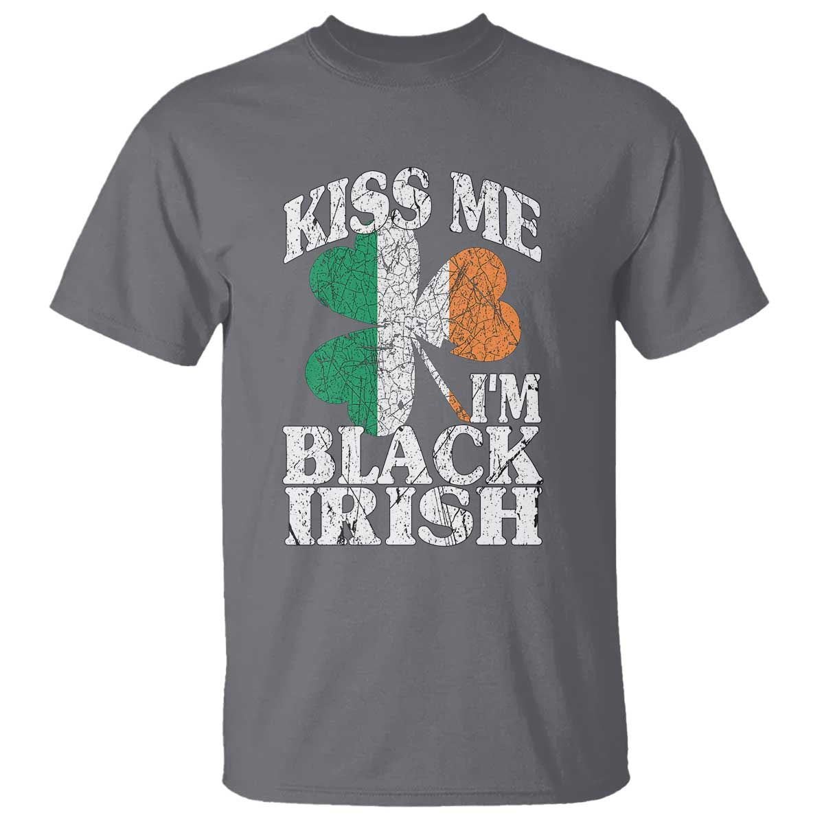 Funny Kiss Me I'm Black Irish T Shirt St Patrick's Day Vintage Shamrock