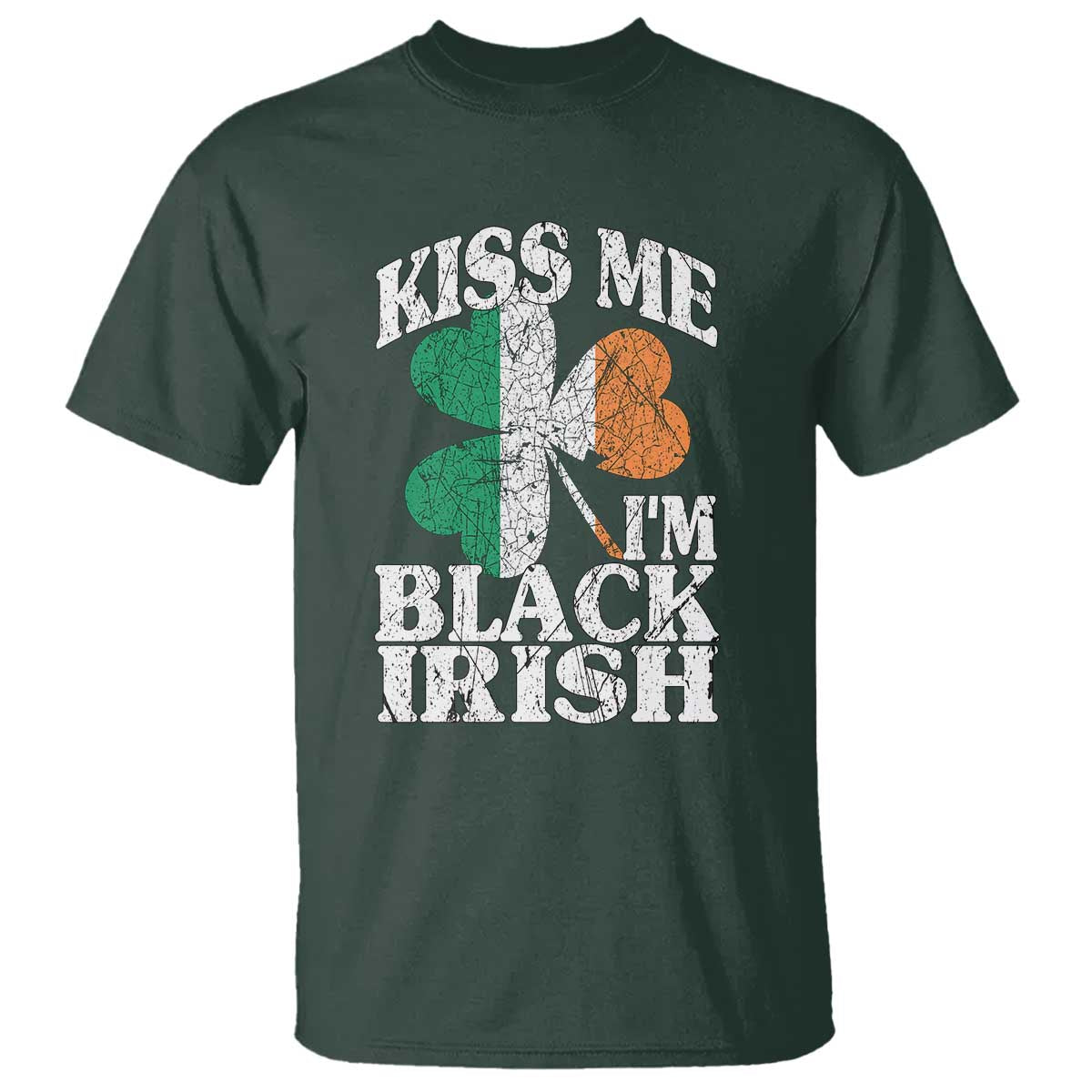 Funny Kiss Me I'm Black Irish T Shirt St Patrick's Day Vintage Shamrock