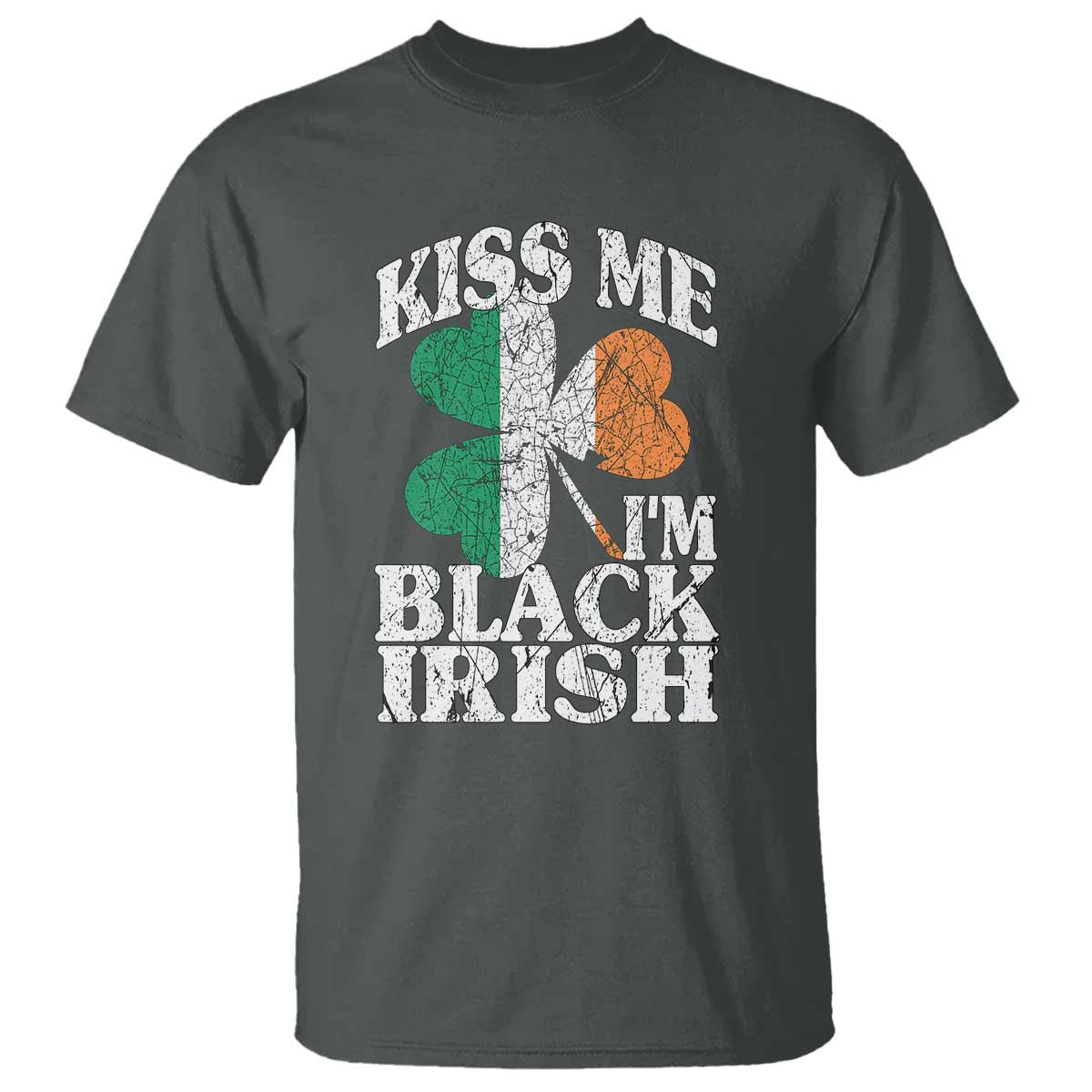 Funny Kiss Me I'm Black Irish T Shirt St Patrick's Day Vintage Shamrock