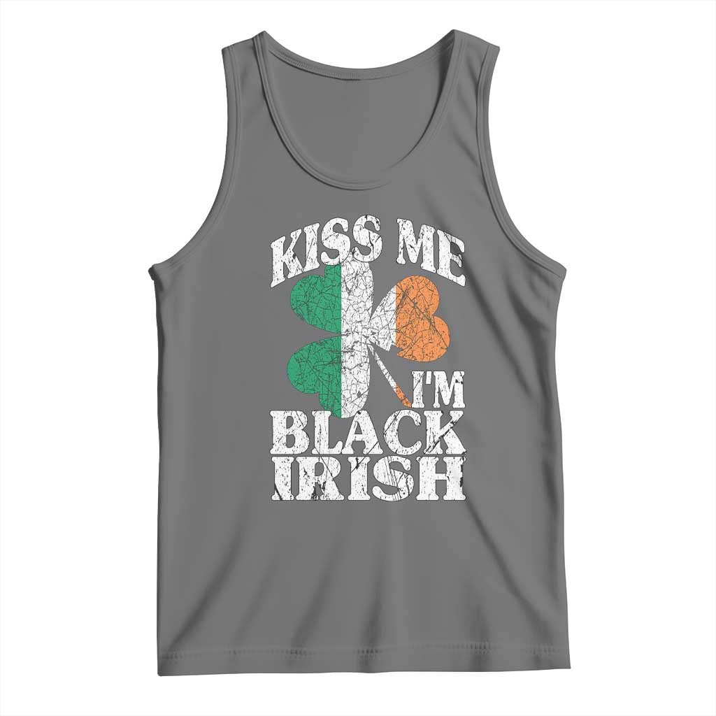 Funny Kiss Me I'm Black Irish Tank Top St Patrick's Day Vintage Shamrock