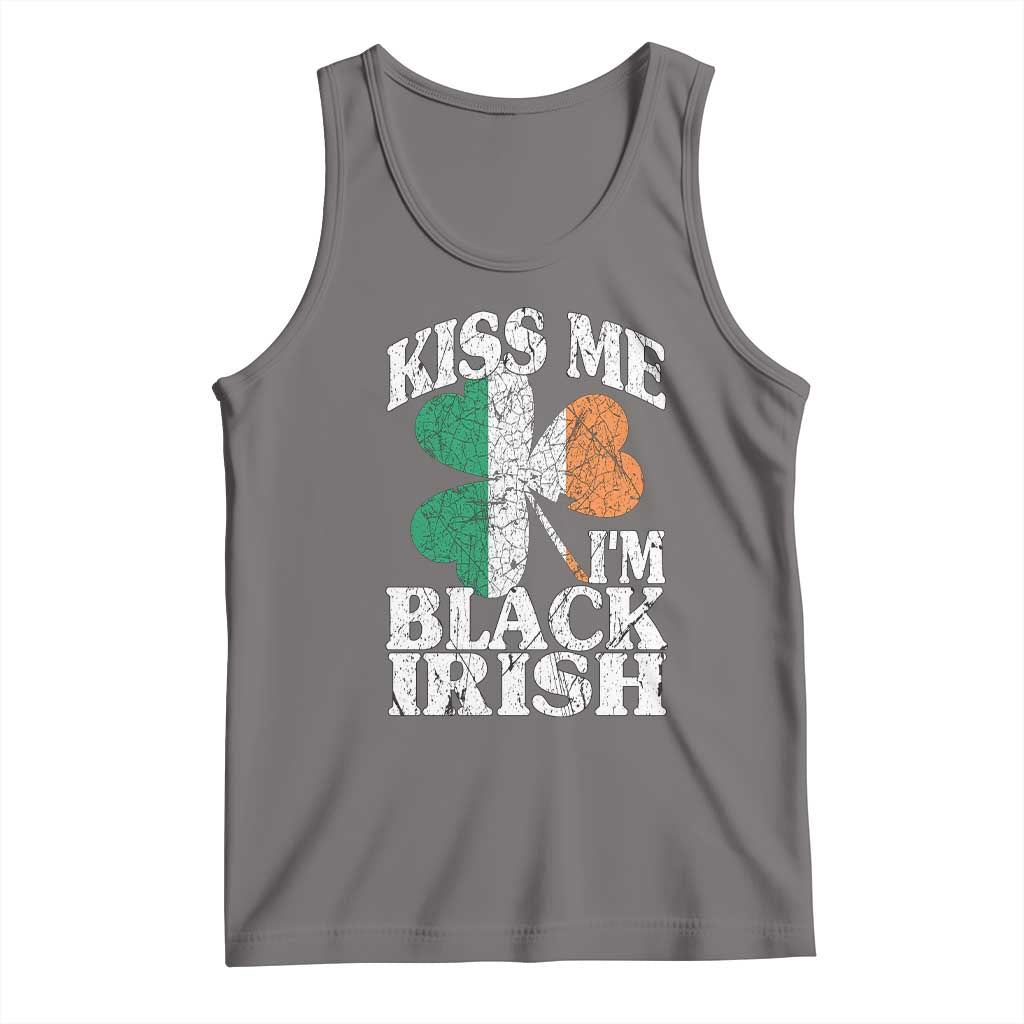 Funny Kiss Me I'm Black Irish Tank Top St Patrick's Day Vintage Shamrock