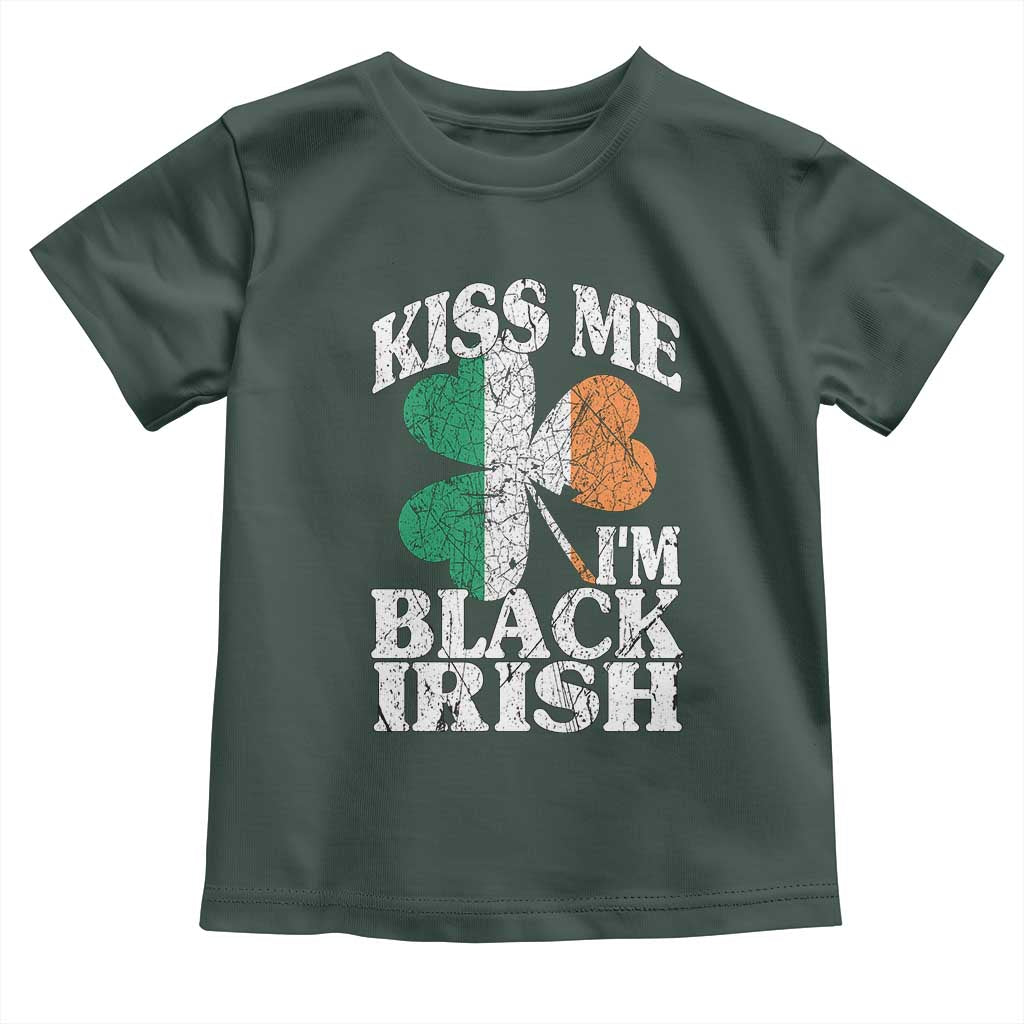 Funny Kiss Me I'm Black Irish Toddler T Shirt St Patrick's Day Vintage Shamrock