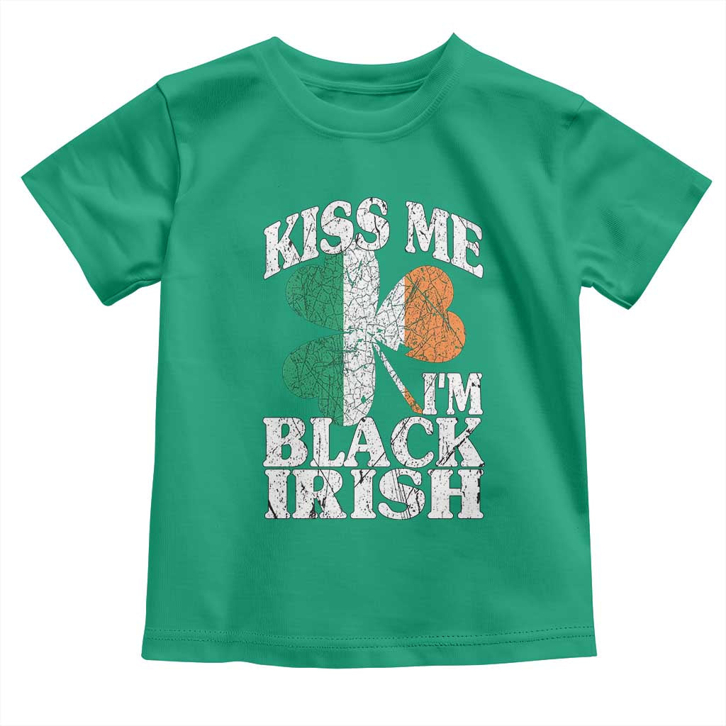 Funny Kiss Me I'm Black Irish Toddler T Shirt St Patrick's Day Vintage Shamrock