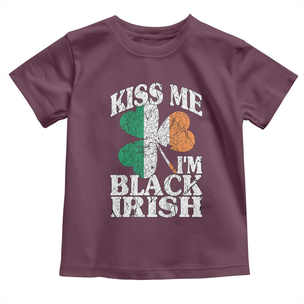 Funny Kiss Me I'm Black Irish Toddler T Shirt St Patrick's Day Vintage Shamrock
