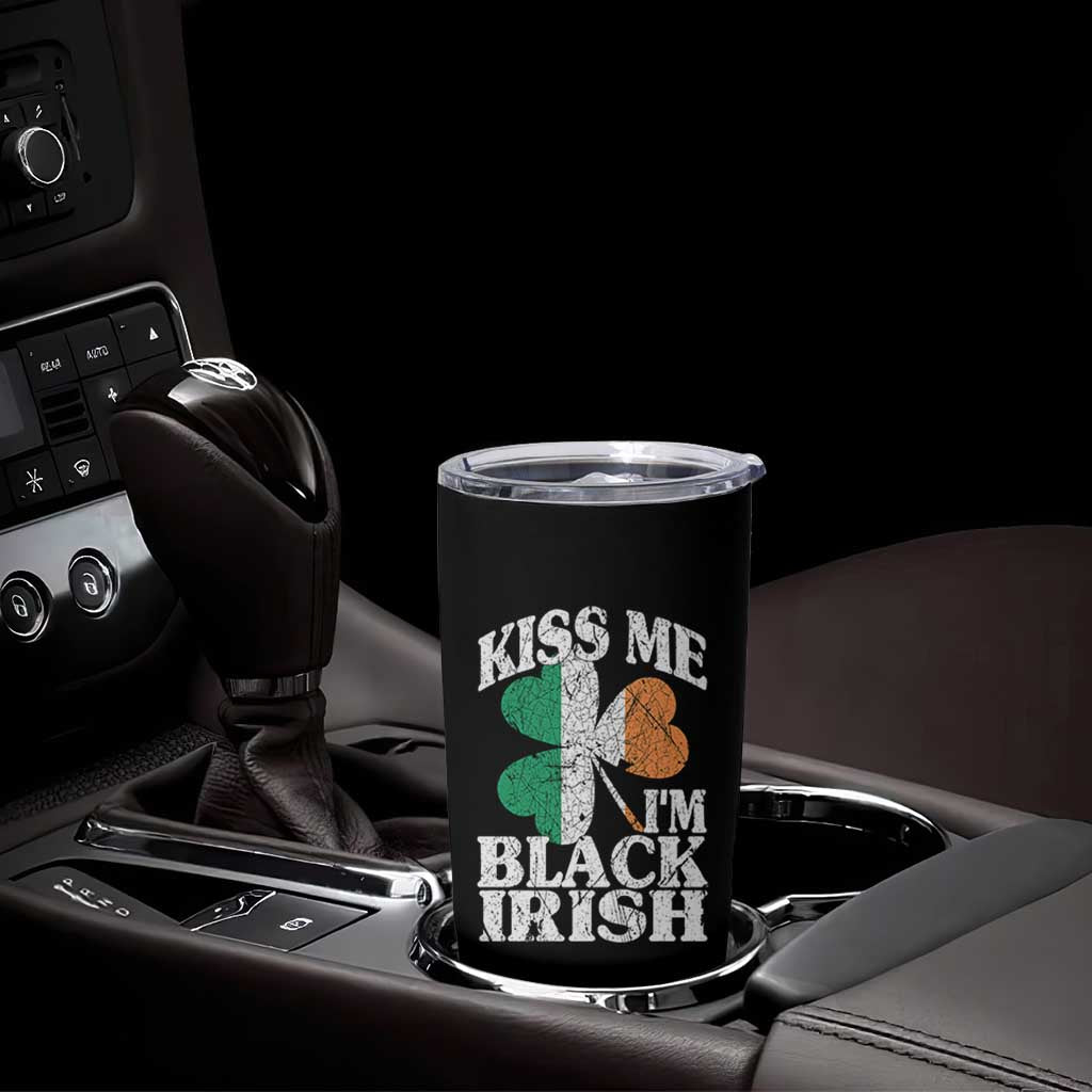 Funny Kiss Me I'm Black Irish Tumbler Cup St Patrick's Day Vintage Shamrock