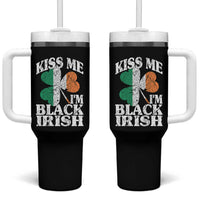 Funny Kiss Me I'm Black Irish Tumbler With Handle St Patrick's Day Vintage Shamrock