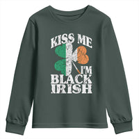 Funny Kiss Me I'm Black Irish Youth Sweatshirt St Patrick's Day Vintage Shamrock