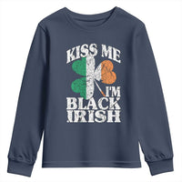 Funny Kiss Me I'm Black Irish Youth Sweatshirt St Patrick's Day Vintage Shamrock
