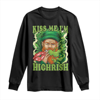 Funny St Patrick's Day Cannabis Weed Long Sleeve Shirt Kiss Me I'm Highrish Leprechaun