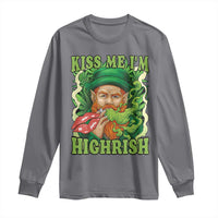 Funny St Patrick's Day Cannabis Weed Long Sleeve Shirt Kiss Me I'm Highrish Leprechaun