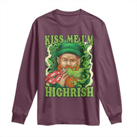 Funny St Patrick's Day Cannabis Weed Long Sleeve Shirt Kiss Me I'm Highrish Leprechaun