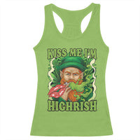 Funny St Patrick's Day Cannabis Weed Racerback Tank Top Kiss Me I'm Highrish Leprechaun