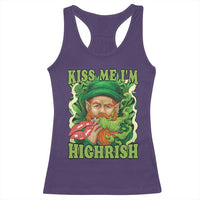 Funny St Patrick's Day Cannabis Weed Racerback Tank Top Kiss Me I'm Highrish Leprechaun