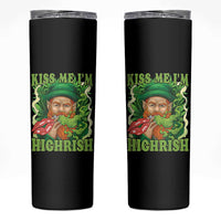 Funny St Patrick's Day Cannabis Weed Skinny Tumbler Kiss Me I'm Highrish Leprechaun