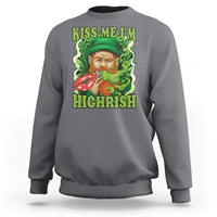 Funny St Patrick's Day Cannabis Weed Sweatshirt Kiss Me I'm Highrish Leprechaun